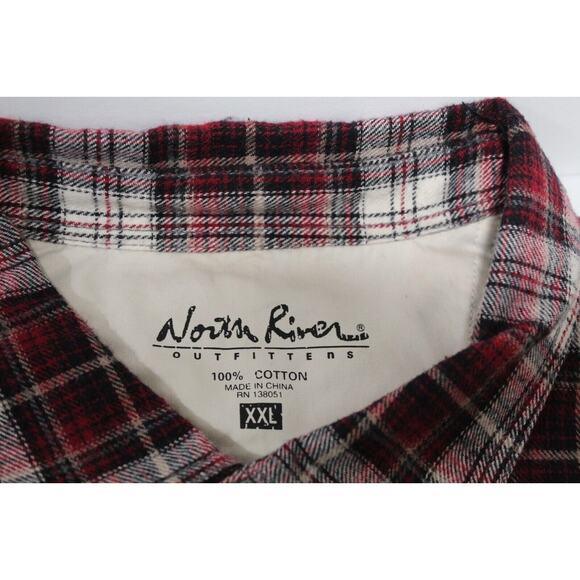 North River Men's XXL Red Tartan Plaid Button-up LS Flannel Shirt XXL Outdoors - Picture 3 of 13